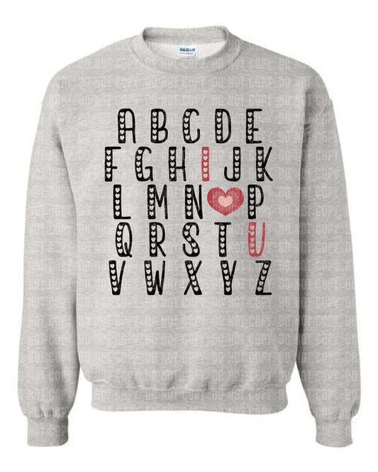 ABCD I LOVE YOU Ash Grey Sweatshirt