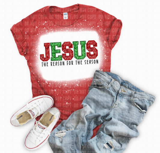 Jesus The Reason For The Season Bleached Red T-shirt