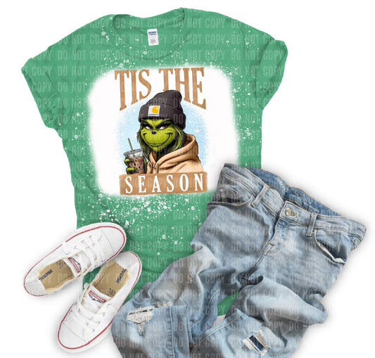 Tis The Grinch Season Bleached Green T-shirt