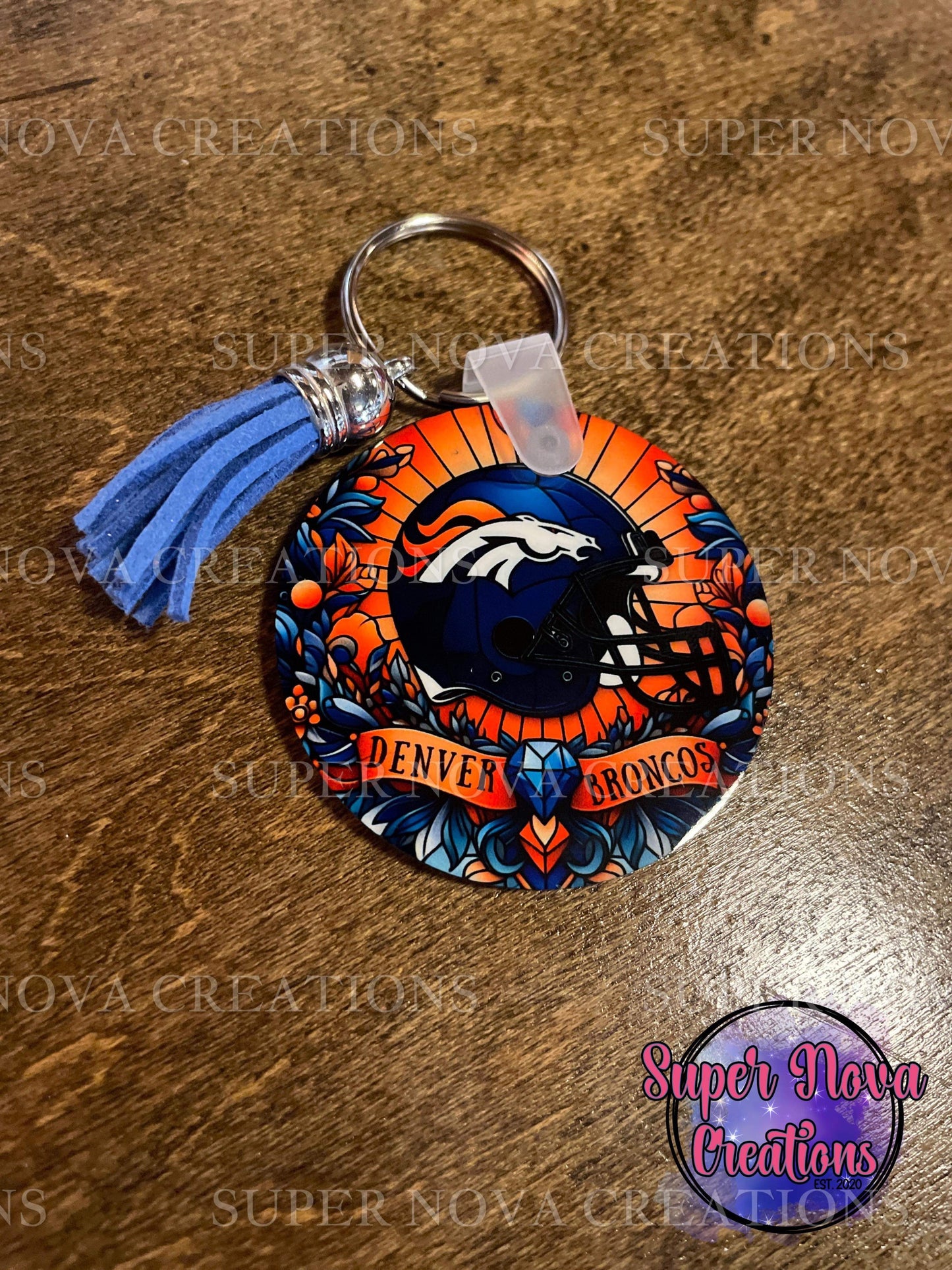 Broncos Football Team Keychain