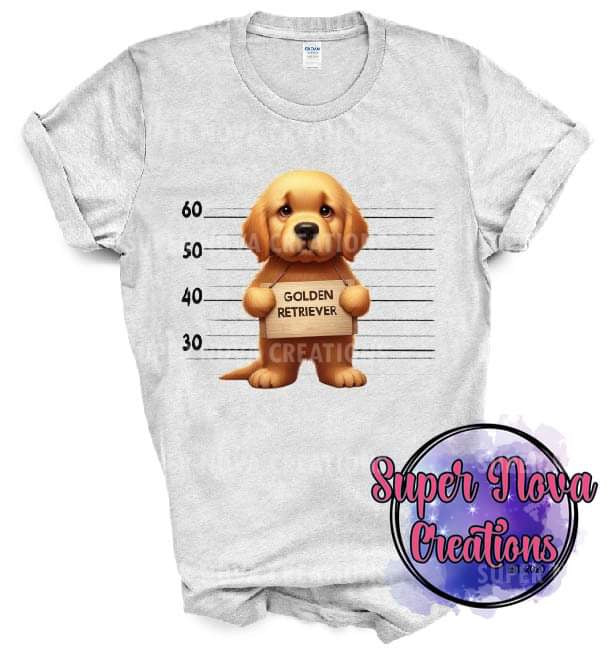 Golden Retriever Dog Mugshot Design