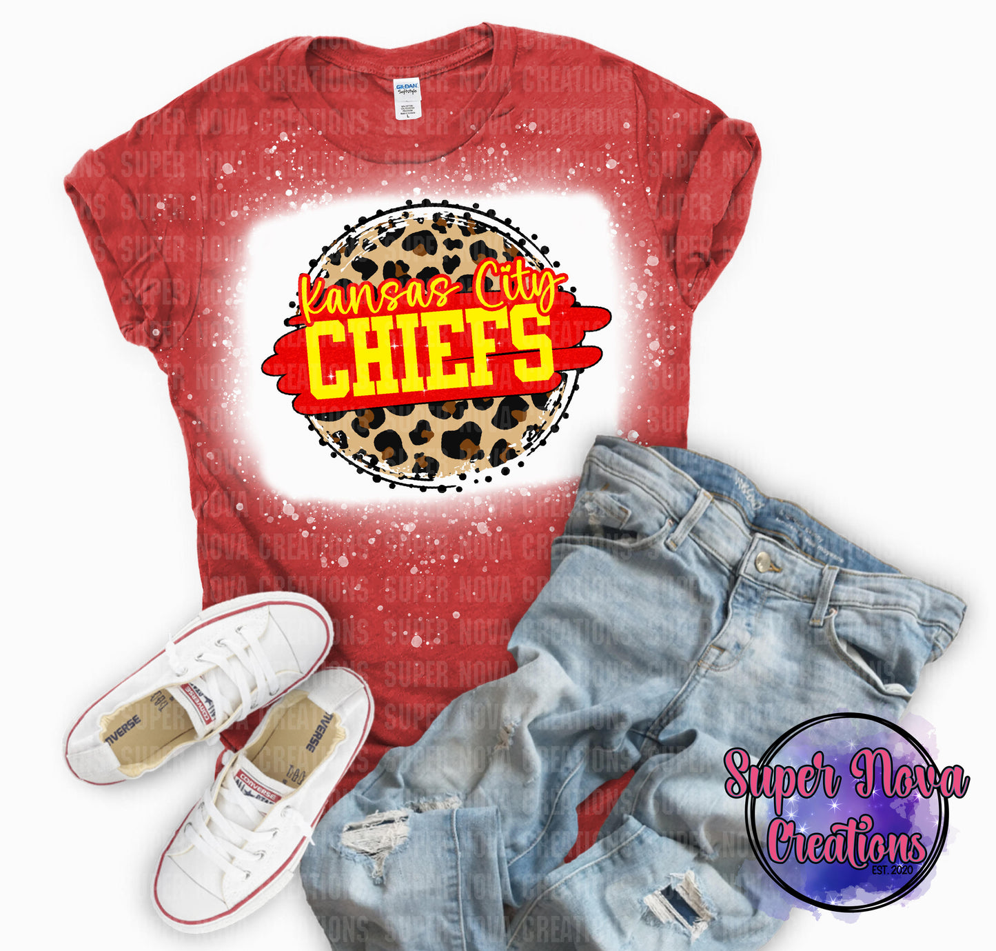 KCC Cheetah Bleached on Red