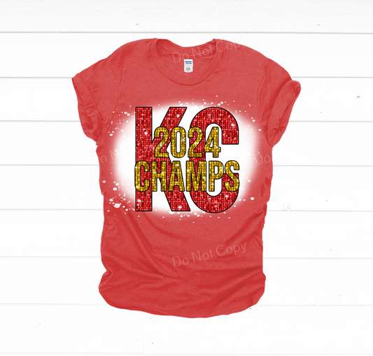 KC 2024 Champs Faux Sequin Bleached Red