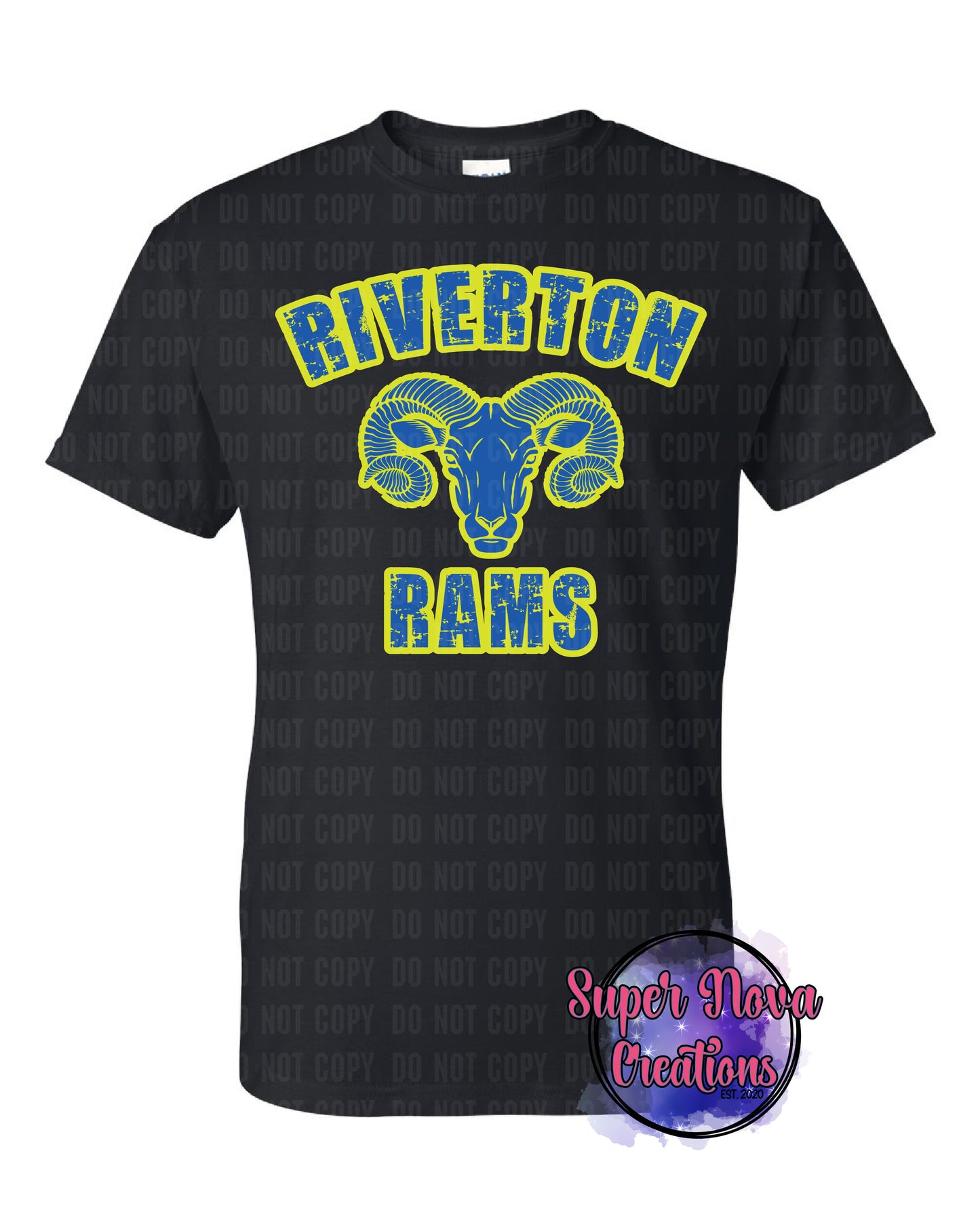 Riverton Rams Yellow Wording Mascot